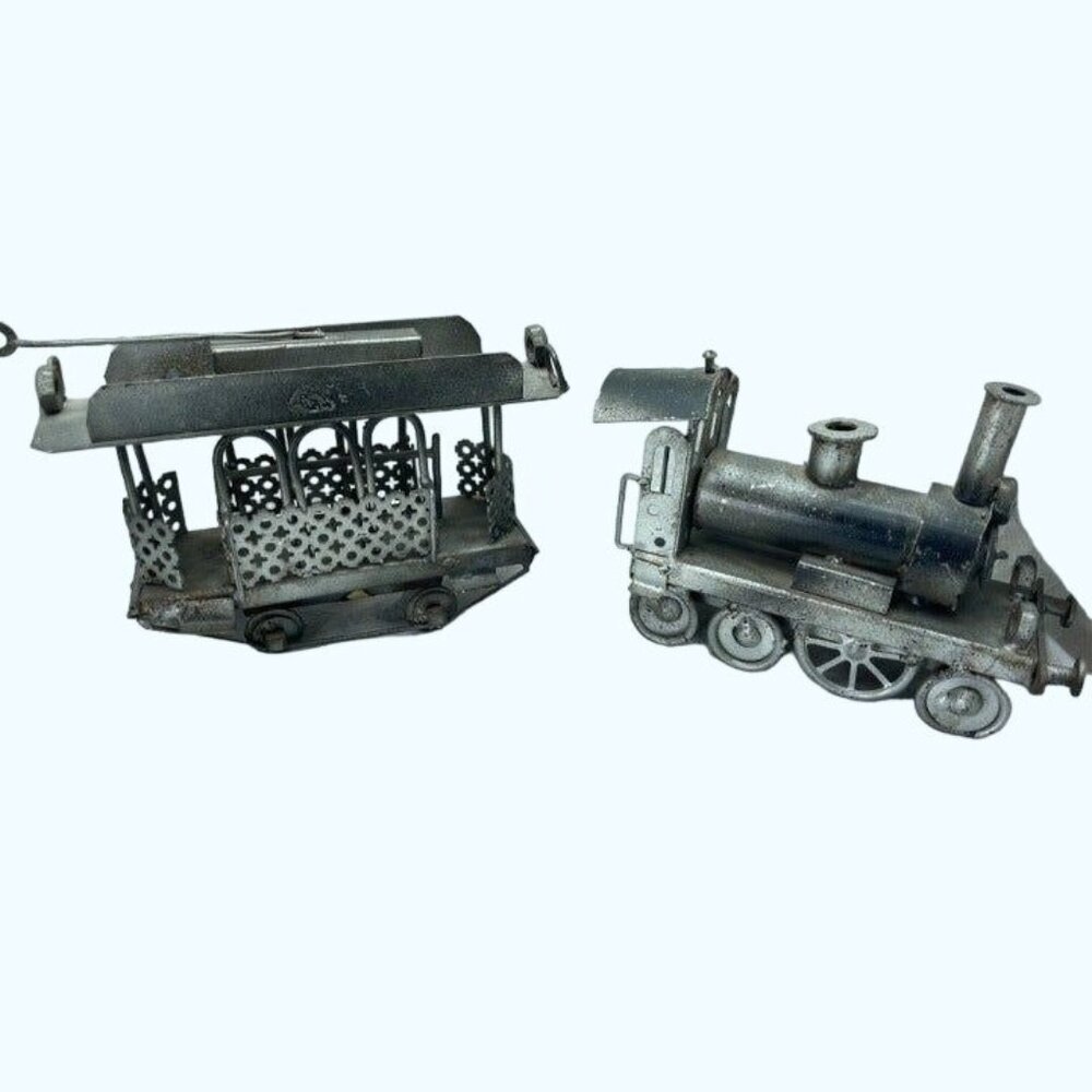 Made in Spain 2 Metal Welded Train Cars from Train Yard Scrap